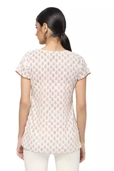 Ivory printed cotton cotton-kurtis