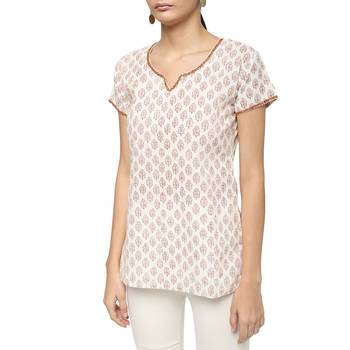 Ivory printed cotton cotton-kurtis 3