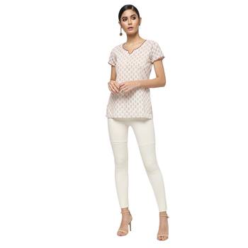 Ivory printed cotton cotton-kurtis 4