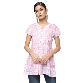 White printed cotton cotton-kurtis 1