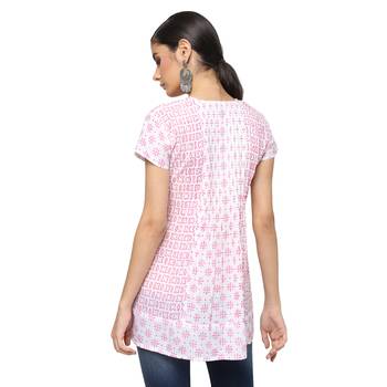 White printed cotton cotton-kurtis 2