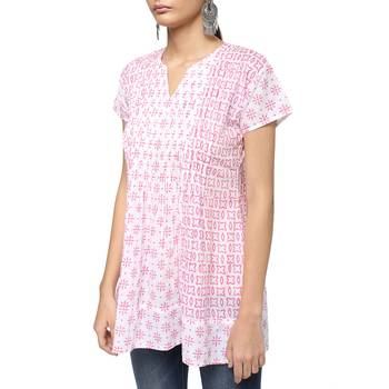White printed cotton cotton-kurtis 4