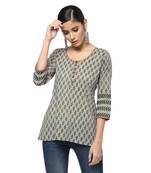 Grey printed cotton cotton-kurtis