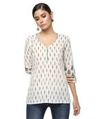 Ivory printed cotton cotton-kurtis