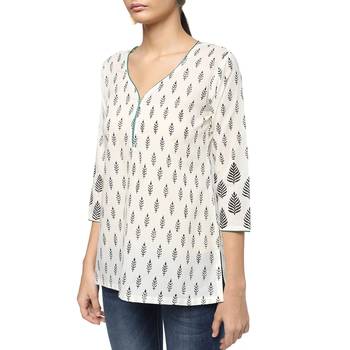 Ivory printed cotton cotton-kurtis 3