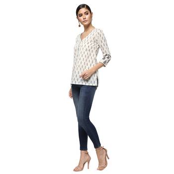 Ivory printed cotton cotton-kurtis 4