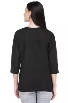 Black embroidered cotton cotton-kurtis