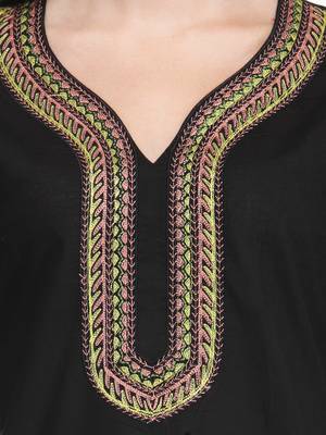 Black embroidered cotton cotton-kurtis 4