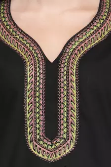 Black embroidered cotton cotton-kurtis