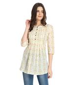 Ivory printed cotton cotton-kurtis