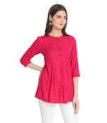 Pink printed rayon ethnic-kurtis