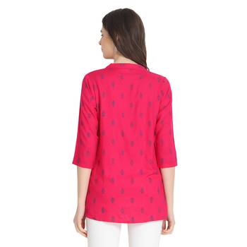 Pink printed rayon ethnic-kurtis 2