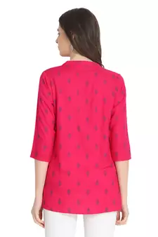 Pink printed rayon ethnic-kurtis