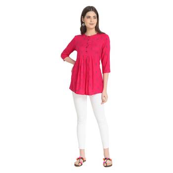 Pink printed rayon ethnic-kurtis 3