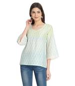 Ivory printed cotton silk ethnic-kurtis