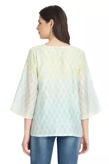 Ivory printed cotton silk ethnic-kurtis