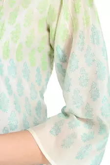 Ivory printed cotton silk ethnic-kurtis