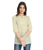 Ivory printed cotton cotton-kurtis