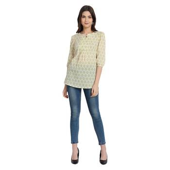 Ivory printed cotton cotton-kurtis 2