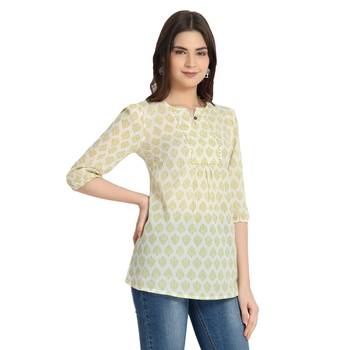 Ivory printed cotton cotton-kurtis 4