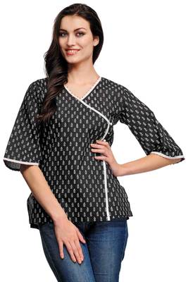 Black printed cotton georgette-kurtis 1