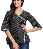 Black printed cotton georgette-kurtis