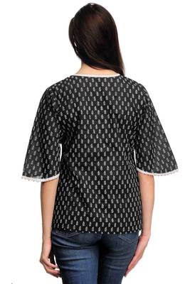 Black printed cotton georgette-kurtis 2