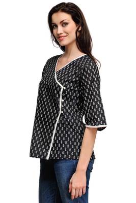 Black printed cotton georgette-kurtis 4