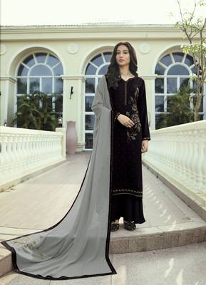 Black hand embroidery pure silk cotton salwar 1