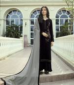 Black hand embroidery pure silk cotton salwar