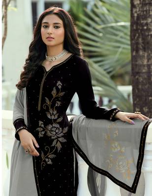 Black hand embroidery pure silk cotton salwar 2