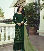 Dark-green hand embroidery pure silk cotton salwar