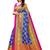 Blue embroidered poly silk saree with blouse
