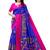 Blue printed chiffon saree with blouse