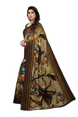 Brown printed georgette saree with blouse 2