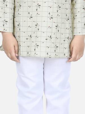 Beige printed cotton boys-kurta-pyjama 4