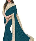 Morpiece Vichitra Silk With Fancy Lace  Saree With Dhupion Silk Blouse Piece.