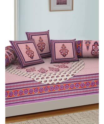 AJ Home Traditional Jaipuri 100% Cotton Diwan Set (Set of 6) 2
