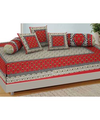 AJ Home Traditional Jaipuri 100% Cotton Diwan Set (Set of 6) 1