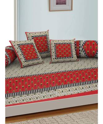 AJ Home Traditional Jaipuri 100% Cotton Diwan Set (Set of 6) 2