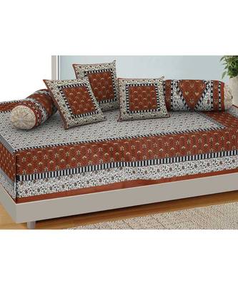 AJ Home Traditional Jaipuri 100% Cotton Diwan Set (Set of 6) 1