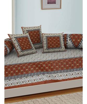 AJ Home Traditional Jaipuri 100% Cotton Diwan Set (Set of 6) 2
