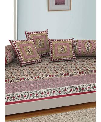 AJ Home Traditional Jaipuri 100% Cotton Diwan Set (Set of 6) 2