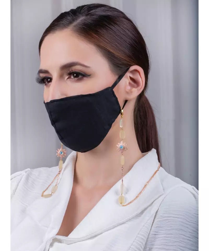 Exuberant Rose Pink and Yellow Multipurpose Mask Chain