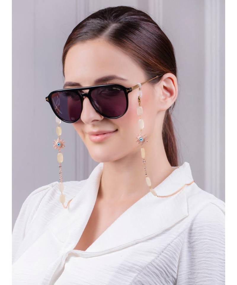 Exuberant Rose Pink and Yellow Multipurpose Mask Chain