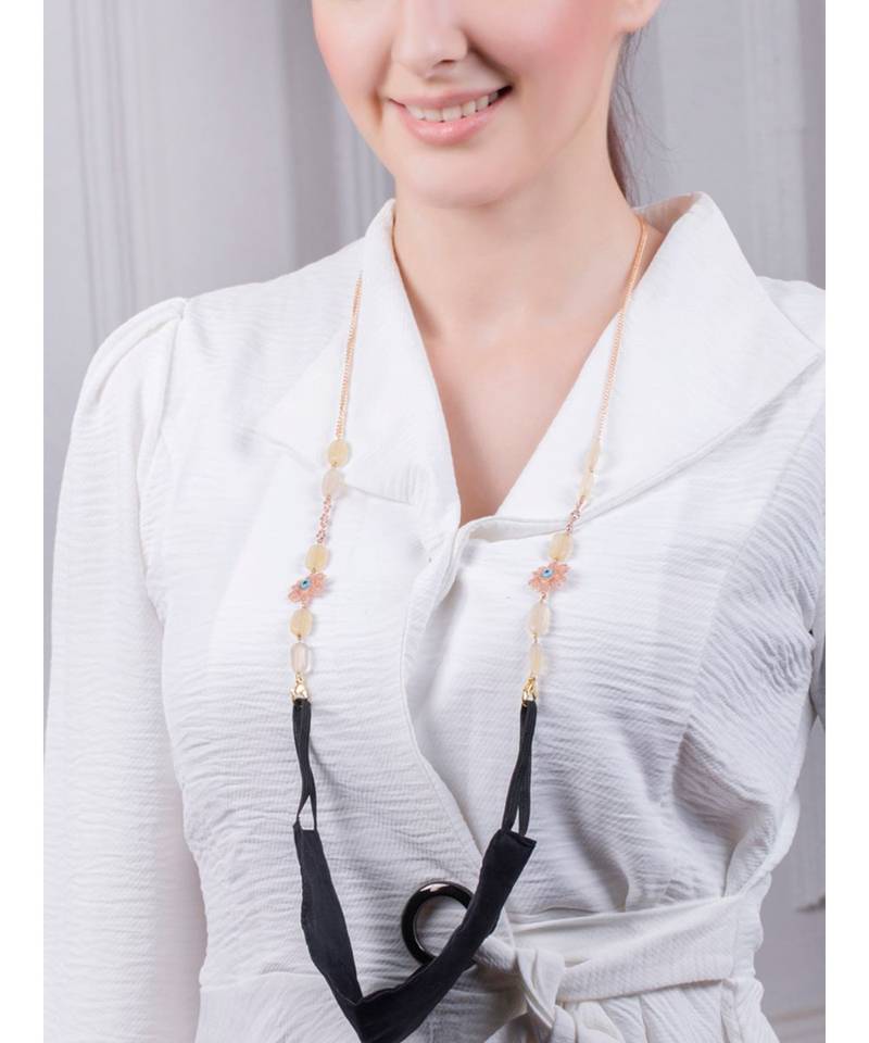 Exuberant Rose Pink and Yellow Multipurpose Mask Chain