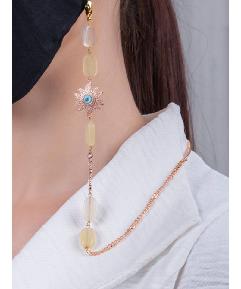 Exuberant Rose Pink and Yellow Multipurpose Mask Chain