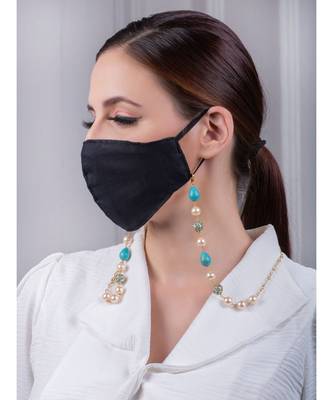 Stunning Off-white, Blue and Golden Multipurpose Mask Chain 1
