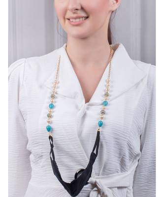 Stunning Off-white, Blue and Golden Multipurpose Mask Chain 4
