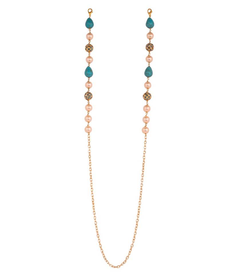 Stunning Off-white, Blue and Golden Multipurpose Mask Chain